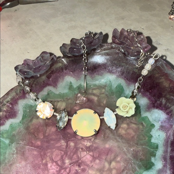 Sabika Spring 2020 Rose and Crystal Necklace - Picture 3 of 5